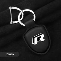Odinė automobilio emblemos raktų pakabukas Volkswagen VW R Rline ID.3 ID4 Polo Passat B5 B7 Golf 8 Touran Caddy GTI Metalinis raktų pakabukas Jb9 black