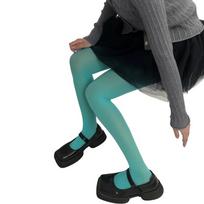 Semi Opaque Footed Tights Women Solid Color Pantyhose Control Top Tights Thigh High Socks High Waist Pantyhose Hosiery black