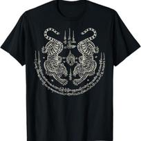 Suea Koo Twin Tigers Sak Yant Gifts Unisex T Shirt Unisex Tee Summer Novelty Streetwear Casual Trendy Oversized Harajuku Oneck Top M gray