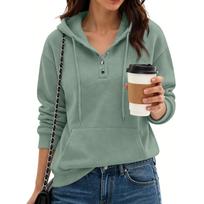 Women's Casual Long Sleeve Hooded Sweatshirt with Pocket for Everyday Wear M gray