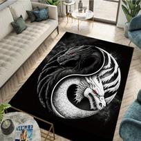Yin Yang Drakono Rašto Kilimas Juodas Baltas Plaunamas Neslystantis Kilimėlis Virtuvei, Koridoriui, Skalbimo Kambariui, Vonios Kambariui, Svetainei, Atostogų Namų Dekoras 50x80cm gray