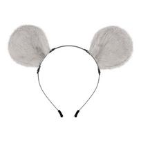 Animal Cosplay Costumes Faux Fur Cat Fox Wolf Furry Tail and Ears Headband Set gray