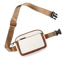 Unisex PU Leather Crossbody Fanny Pack with Adjustable Strap 20x4x15 CM beige