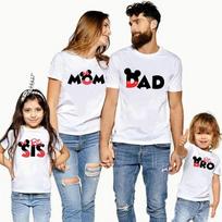 Moteriški marškinėliai Šeimai tinkantys Apranga Mama Vaikai Pelės animacinis filmas Drabužiai Tėtis Mama Bro Sesė Spausdinti Mados Marškinėliai Vasariniai marškinėliai Viršutinės Drabužiai Girl Tshirt-110CM balta