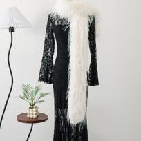 Niche Personalized Spice Girl Long Fluffy Scarf Imitation Mink Thickened Soft Waxy Warm Plush Solid Color Fur Collar Scarf black