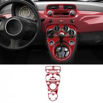 11x Red Carbon Fiber Console Gear Shift Panel Cover For Fiat 500 12-15 Manual AC brown