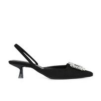 Vasaros moteriški krištoliniai bateliai Elegantiški kitten kulniukai Vestuviniai batai Smailus priekis Aukštakulniai Slingback Audinio Cirkonio basutės 39 black