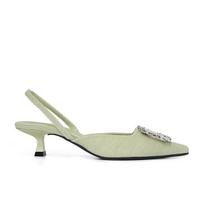 Vasaros moteriški krištoliniai bateliai Elegantiški kitten kulniukai Vestuviniai batai Smailus priekis Aukštakulniai Slingback Audinio Cirkonio basutės 39 beige