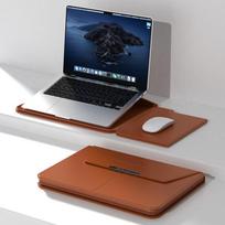 Detachable Stand Laptop Sleeve MacBook Air 13 14 Inch With Built-in Mouse Pad PU Leather Protective Case Medium 13-14 inch: 34.8x24.5 cm