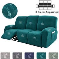 1/2/3 vietų recliner sofos užvalkalai su lapų žakardo raštu, elastiniai, vandeniui atsparūs fotelio užvalkalai svetainei, viešbučiui black