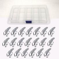 20Pcs Stainless Steel Finger Picks Open Design With Box For Guitar Banjo Dobro white