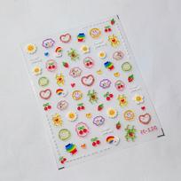 Vasaros Dopamino 3D Želinis Klijų Nagų Dailės Lipdukai, Animacinių Filmų Raštai Su Širdelėmis, Vyšnėmis, Saulėgrąžomis, Plastikiniai Lipnūs „Pasidaryk Pats“ Manikiūrui gray
