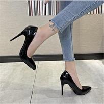 Nauji 10 cm raudonos spalvos smailianosiai aukštakulniai stiletto sekli iškirptė seksuali juoda lakinė darbo avalynė moteriška avalynė Didelis dydis 34-43 9 gray