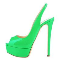 Moteriški Seksualūs Aukštakulniai Stiletai 14CM Platforma Super Aukšti Kulnai Atviro Priekio Sandalai Gladiatoriai Vakarėliui Suknelei Vestuviniai Batai 43 green