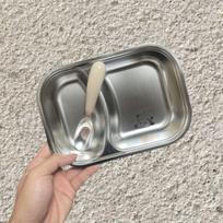 Nerūdijančio plieno daug skyrių vaikų bento lėkštė - Atspari kritimui, aukštos kokybės dizainas gray