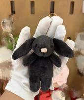 Stuffed Animals Cute Cartoon Rabbit Keychain Love Pompom Trinket Toy Girl Bag Car Keychain Mobile Phone Pendant Jewelry Gift black