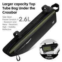 WEST BIKING Bicycle Bag 2.6L Large Capacity Cycling Tool Bags Portable Waterproof MTB Bike Top Tube Under Bag Riding Storage Bag