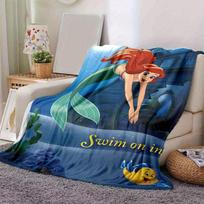 1 vnt., Disney princesės Arielės undinėlės pledas, minkštas ir jaukus flanelinis pledas namų dekoravimui, sofos uždangalas, kelionėms, stovyklavimui, automobiliui, paplūdimiui, biurui 80x120cm gray