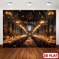 2D Great Hall Backdrop for Wizard School Cosplay & Movie Night Decoration 47.2x31.5inch/120*80cm black