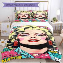 3pcs Duvet Cover Set (1*Duvet Cover + 2*Pillowcase, Without Core), Marilyn Monroe Print Soft All‑Season Bedding Set, Home Bedroom Decor Gift 135cmx200cm