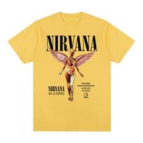Karščiausi Nirvana Roko Grupės Vintažiniai Marškinėliai Y2k Laisvi Kasdieniai Angelas Gėlių Grunge Muzika Medvilniniai Unisex Marškinėliai Nauji Marškinėliai Unisex Viršutiniai Drabužiai 4XL yellow