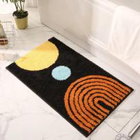 VIKAMA Modern Abstract Art Bath Mat, Soft Fluffy & Non-Slip, Ultra-Absorbent Quick Dry Shower Mat for Luxury Bathroom & Vanity 40x60cm