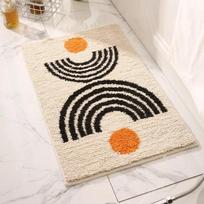 VIKAMA Modern Abstract Art Bath Mat, Soft Fluffy & Non-Slip, Ultra-Absorbent Quick Dry Shower Mat for Luxury Bathroom & Vanity 45x70cm