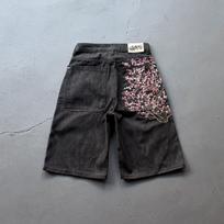 Mens Straight Leg Jeans Heavy Duty Embroidered Statue Design Street Style Washed Denim 28
