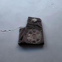 Mens Straight Leg Jeans Heavy Duty Embroidered Statue Design Street Style Washed Denim 36 gray