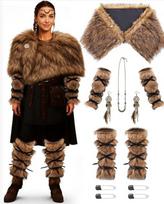 Men and Women Viking Medieval Faux Fur Shawl Scarf Fur Warrior Costume Accessories Halloween Cape black