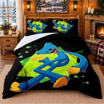 Huggy Wuggy Pattern Bedding 3Pcs Set Bed Sheet And Pillowcases For Indoor Bedroom 135cmx200cm