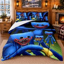 Huggy Wuggy Pattern Bedding 3Pcs Set Bed Sheet And Pillowcases For Indoor Bedroom 135cmx200cm