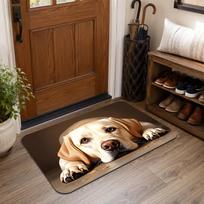 1pc 3D Simulation Hole-Ridden Probe Labrador Cute Pet Home Door Mat, Healing Print Thickened Fleece Carpet - 1.02 cm Sponge Non-Slip Foot Pad, Dusting 43X120CM