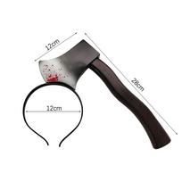 Halloween Hair Hoop Horror Blood Fake Ax Saws Knife Gothic Headband Halloween Party Masquerade Cosplay Prop Decor Accessories As Picture Show gray