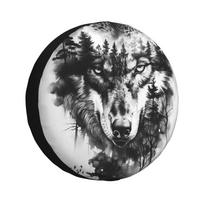 Majestic Wolf Forest Landscape Round Tire Cover Polyester Spare Wheel Protector for SUV Trailer 15inch