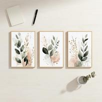 Vandeninės spalvos eukalipto lapų sienos meno rinkinys, šalavijo žalias, rausvas, neutralus botaninis drobės spaudinys, minimalistinis Boho namų dekoras 40x50cm Unframe