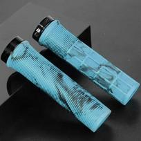 Mountain Bike Grips, Ink and Wash Double Color Single-sided Aluminum Alloy Locking Rubber Comfortable Universal Bicycle Grip 2pcs