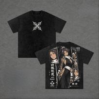 BLEACH Shihouin Yoruichi T-shirt Anime Vintage Washed T Shirt Summer Short Sleeve Pure Cotton Tees Clothes For Men's Clothing 4XL black