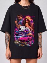 GTA 6 Shirt, Grand Theft Auto VI T-Shirt, Vice City Tee, Retro Gaming Gift, Gamer Apparel, Open World Video Game Merch, Lucia and Jason L brown