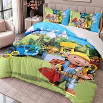 Bob the Builder 3Pcs Bedding Set Duvet Cover With Two Pillowcases For Bedroom Home Decoration 135cmx200cm