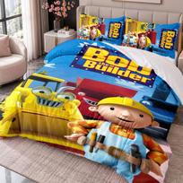 Bob the Builder 3Pcs Bedding Set Duvet Cover With Two Pillowcases For Bedroom Home Decoration 140cmx200cm