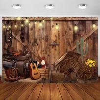 Western Cowboy Backdrop Farm Barn Birthday Party Photo Background Banner Decor 47.2x31.5inch/120*80cm