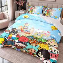 Toca Boca World 3Pcs Bedding Set Duvet Cover With Two Pillowcases For Bedroom Home Decoration 135cmx200cm