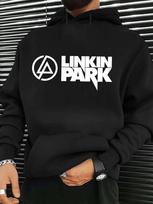 Linkin Park Graphic Hoodie Sweatshirt - 100% Polyester 250gsm Heavyweight Casual Pullover M white