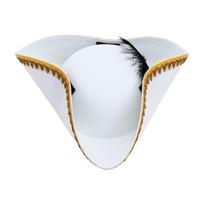 Unisex kolonijinė trikampė pirato skrybėlė su metaliniu kraštu, sendinta veltinio skrybėlė Helovino, Cosplay kostiumų vakarėliui 1 vnt. One Size