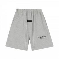 FOG ESSENTIALS Flocked Letter Shorts Mens Casual Cotton Straight Leg Sports Pants Streetwear S gray