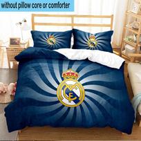 3PCS Real Madrid Crest Bedding Set For Bedroom, Dormitory,Including 1pc Duvet Cover And 2pcs Pillowcases Large size Fan gift 135cmx200cm