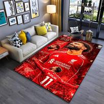 Sports Area Rug, Mohamed Salah Liverpool Egyptian King 2017-2026 Red Poster, Fan Cave Decor, Non-Slip Mat 100x150cm( 39x59in)