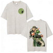 Anime Jojo Bizarre Adventure STEEL BALL RUN Manga Vintage Acid Washed T Shirt Men Women Casual Short Sleeves T-shirt Str1349 M