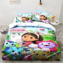 G-Gabbys Cartoon Dollhouse Bedding Set Duvet Cover Bed Quilt Cover Pillowcase Comforter king Queen Size Boys Adult Bedding Set 70x133cm 2pcs
